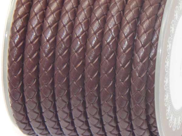Шнур кожаный 5 мм плетеный коричневый. 20 см (Греция)