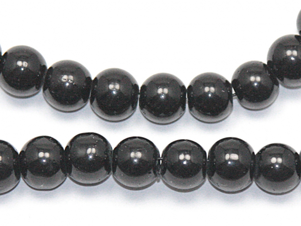 Бусины стеклянные черные. 8 мм. Нитка (~98 шт.)