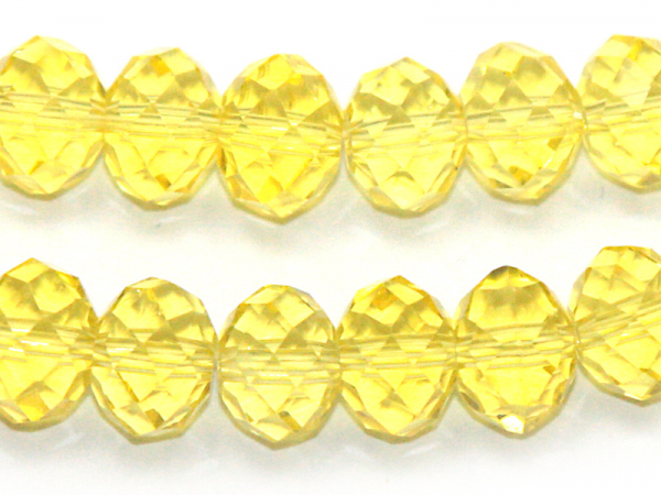 Бусины граненые стеклянные желтые. 10 х 7 мм. Нитка (~32 шт.)