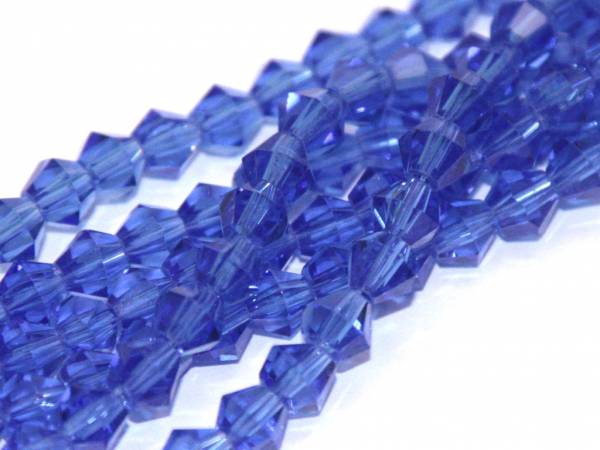 Бусины-биконусы стеклянные синие. 6 мм. Нитка (~50 шт.)