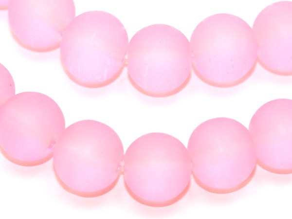 Бусины стеклянные розовые матовые. 10 мм. Нитка (~82 шт.)