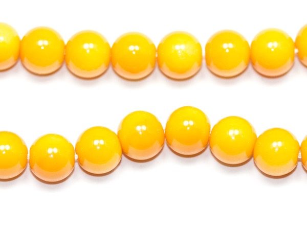 Бусины стеклянные (А) желтые. 8 мм. Нитка (~52 шт.)