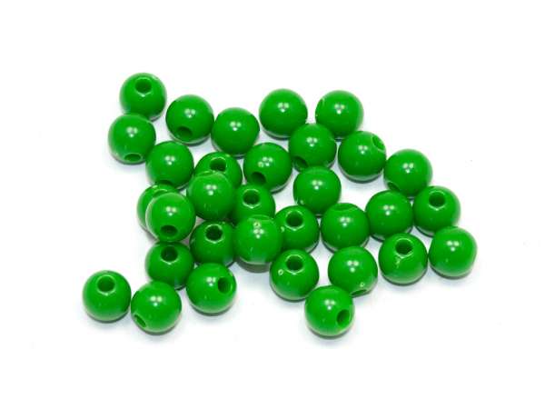 Бусины пластик круглые зеленые. 6 мм. 30 шт.