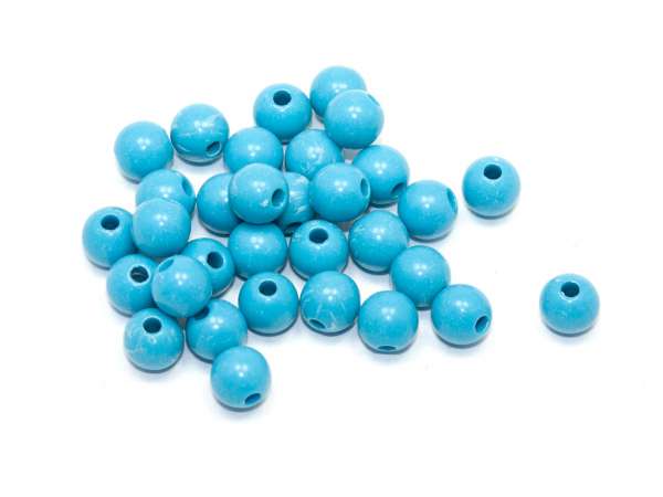 Бусины пластик круглые голубые. 6 мм. 30 шт.