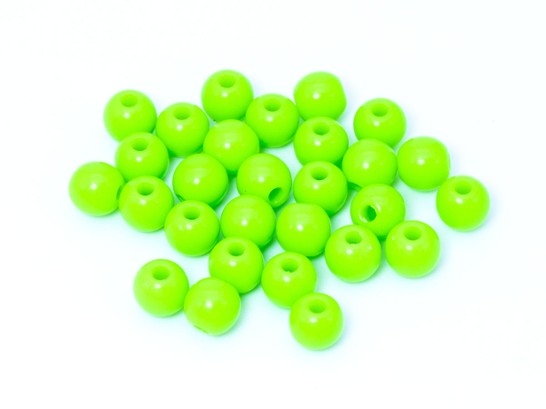 Бусины пластик круглые ярко-зеленые. 6 мм. 30 шт.