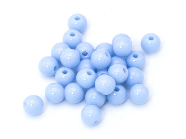 Бусины пластик круглые голубые. 6 мм. 30 шт.