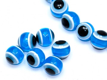 Бусины пластик Глазки голубые. 10 мм. 10 шт.