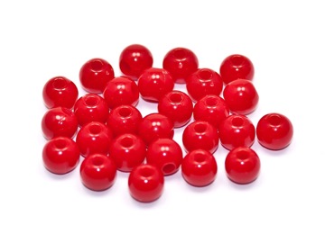 Бусины пластик круглые красные. 6 мм. 30 шт.